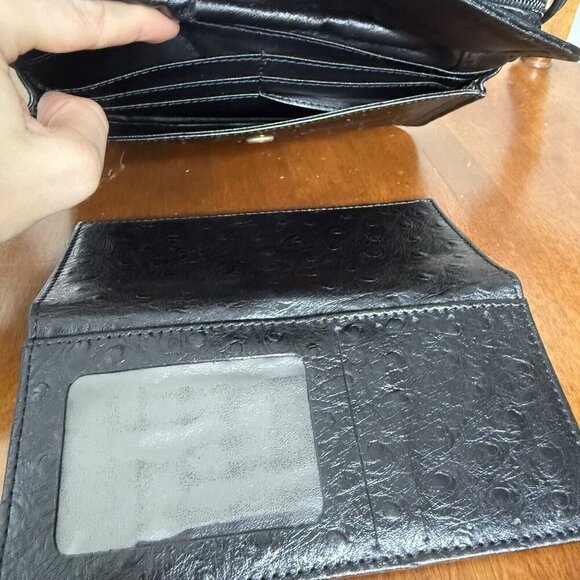 Marzo In Leather Vintage Never Used Black Leather Crossbody Bag Purse Ostrich - Picture 5 of 8